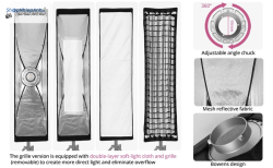 thumbnail Triopo KD 30x120cm kèm lưới tổ ong grid thao tác nhanh - 4