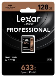 thumbnail Thẻ nhớ 128GB SDXC Lexar Professional 633x 95/45 MBs Class 10 UHS-1 - 0