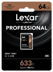 thumbnail Thẻ nhớ 64GB SDXC Lexar Professional 633x 95/45 MBs Class 10 UHS-1 - 0