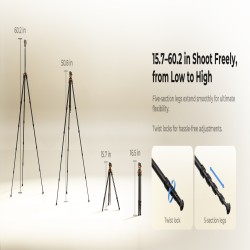 thumbnail Tripod K&F concept Carbon fiber travel ultra light weight A225C2+BH-28L (KF09.175) - 8