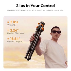 thumbnail Tripod K&F concept Carbon fiber travel ultra light weight A225C2+BH-28L (KF09.175) - 0