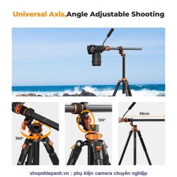 thumbnail Tripod K&F concept TA254A7+FH-03 đầu dầu siêu mượt panorama chân siêu cao chụp top shot  (KF09.137) - 3
