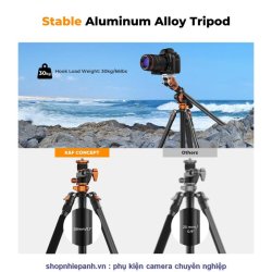 thumbnail Tripod K&F concept TA254A7+FH-03 đầu dầu siêu mượt panorama chân siêu cao chụp top shot  (KF09.137) - 2