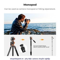 thumbnail Tripod K&F concept TA254A7+FH-03 đầu dầu siêu mượt panorama chân siêu cao chụp top shot  (KF09.137) - 4