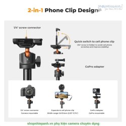 thumbnail Tripod K&F concept MS-08 2in1 selfie stick tripod for action cam smartphone camera (KF09.127) - 2
