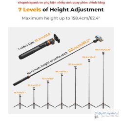 thumbnail Tripod K&F concept MS-08 2in1 selfie stick tripod for action cam smartphone camera - 0