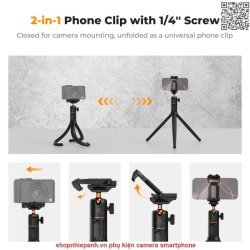 thumbnail Tripod K&F concept MS-29 2in1 selfie stick tripod for action cam smartphone camera - 1