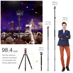 thumbnail Tripod K&F concept T254A8+BH-28L (SA254T1) (KF09.086) top shot - 1