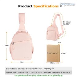 thumbnail Túi K&F concept Sling bag KF13.171V4 Urban Wander Pink U08 5L - 4