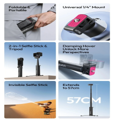 thumbnail Ulanzi MT98 Gậy selfie cầm tay tàng hình dài 57cm dùng cho Insta360 X5 X4, DJI Action 4 5 6 - 2