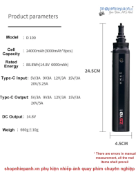 thumbnail Pin rời cầm tay ZSYB D100 24000mah cho đèn dưới 100w - 6